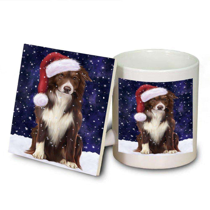 Let It Snow Happy Holidays Border Collie Dog Christmas Mug and Coaster Set MUC0432
