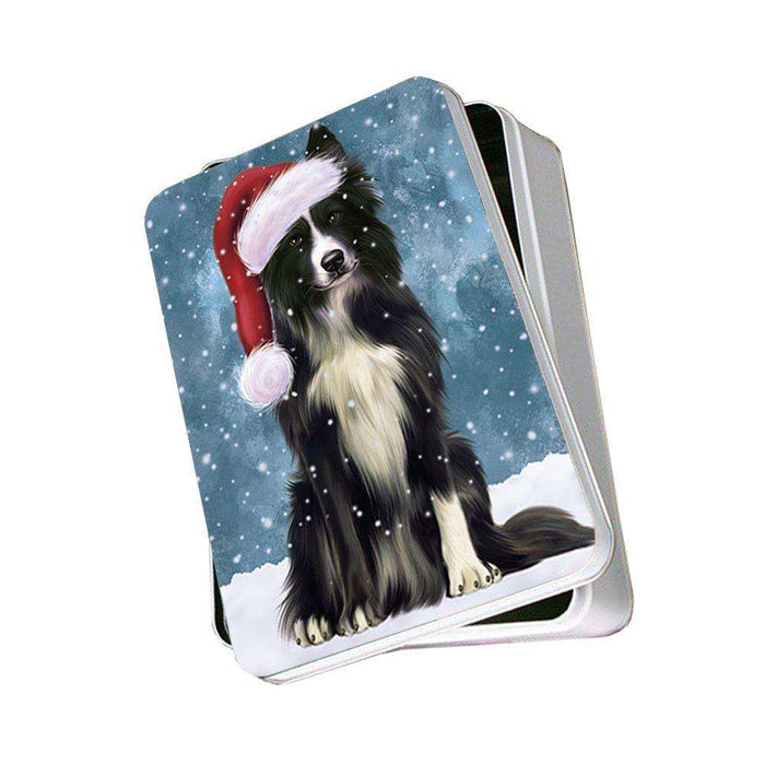 Let It Snow Happy Holidays Border Collie Dog Christmas Photo Storage Tin PTIN0354