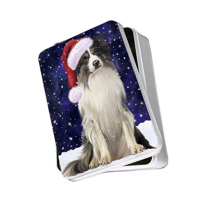 Let It Snow Happy Holidays Border Collie Dog Christmas Photo Storage Tin PTIN0355