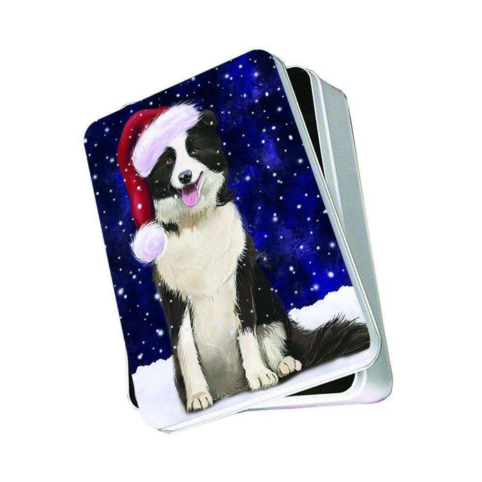 Let It Snow Happy Holidays Border Collie Dog Christmas Photo Storage Tin PTIN0414