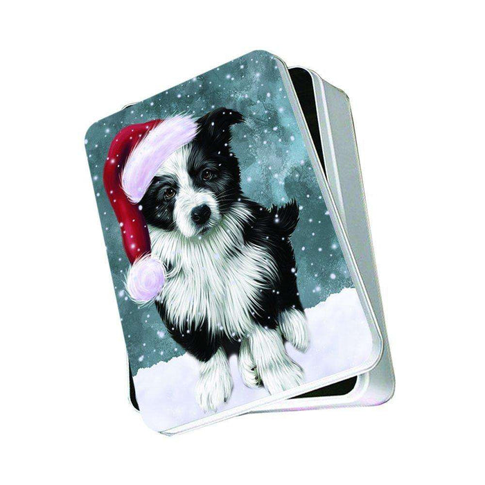 Let It Snow Happy Holidays Border Collie Dog Christmas Photo Storage Tin PTIN0415