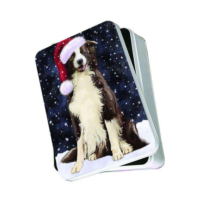 Let It Snow Happy Holidays Border Collie Dog Christmas Photo Storage Tin PTIN0416
