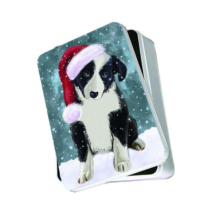 Let It Snow Happy Holidays Border Collie Dog Christmas Photo Storage Tin PTIN0417