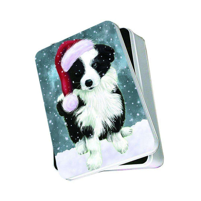 Let It Snow Happy Holidays Border Collie Dog Christmas Photo Storage Tin PTIN0418