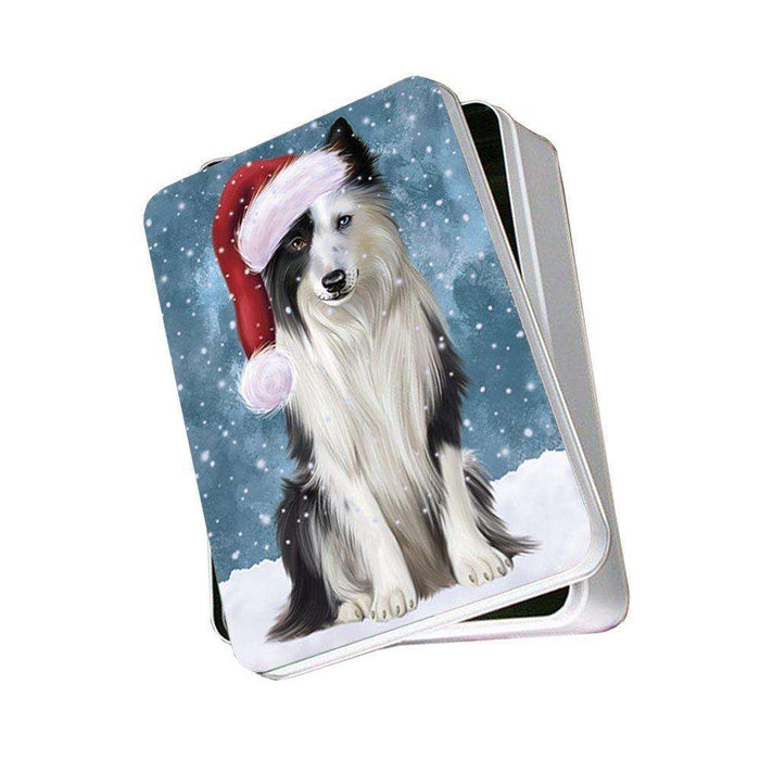 Let It Snow Happy Holidays Border Collie Dog Christmas Photo Storage Tin PTIN0431