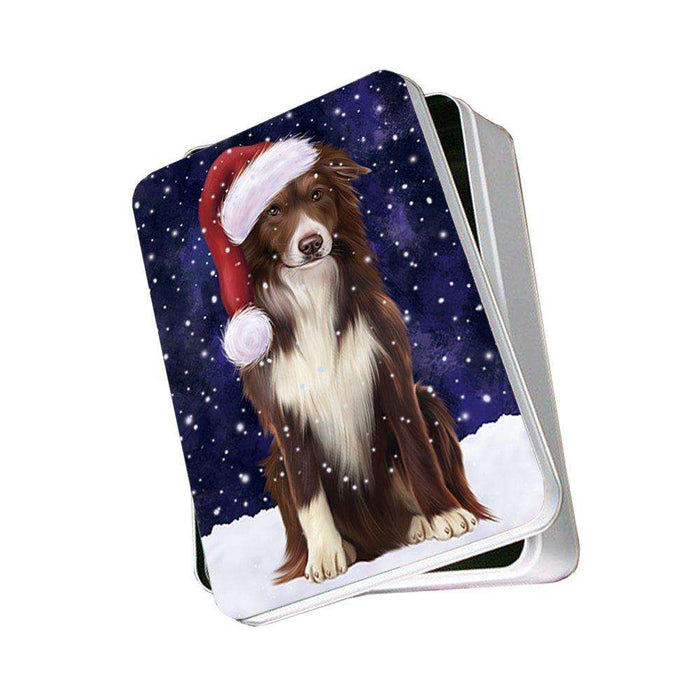 Let It Snow Happy Holidays Border Collie Dog Christmas Photo Storage Tin PTIN0432