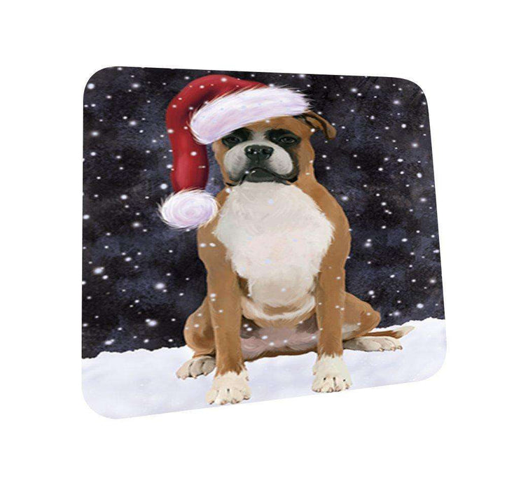 Let It Snow Happy Holidays Boxer Dog Christmas Coasters CST263 (Set of 4)