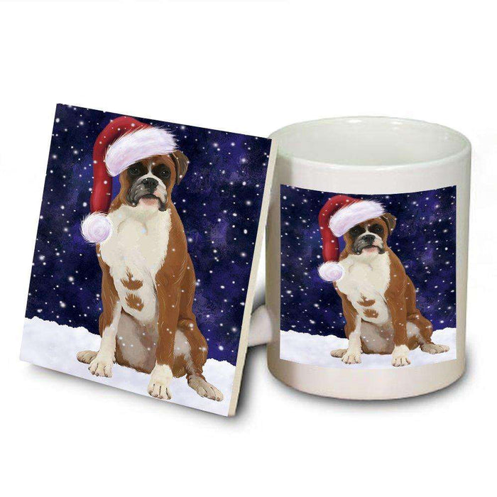 Let It Snow Happy Holidays Boxer Dog Christmas Mug and Coaster Set MUC0356