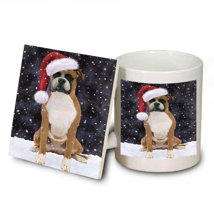 Let It Snow Happy Holidays Boxer Dog Christmas Mug and Coaster Set MUC0357