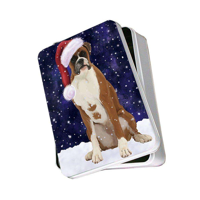 Let It Snow Happy Holidays Boxer Dog Christmas Photo Storage Tin PTIN0356