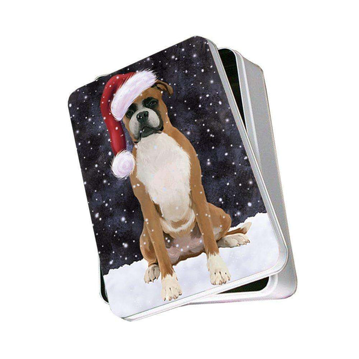 Let It Snow Happy Holidays Boxer Dog Christmas Photo Storage Tin PTIN0357