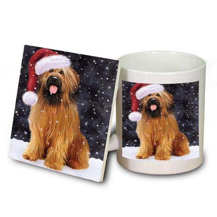 Let It Snow Happy Holidays Briard Dog Christmas Mug and Coaster Set MUC0419