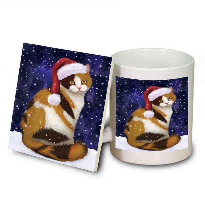 Let It Snow Happy Holidays British Shorthair Cat Christmas Mug and Coaster Set MUC0359