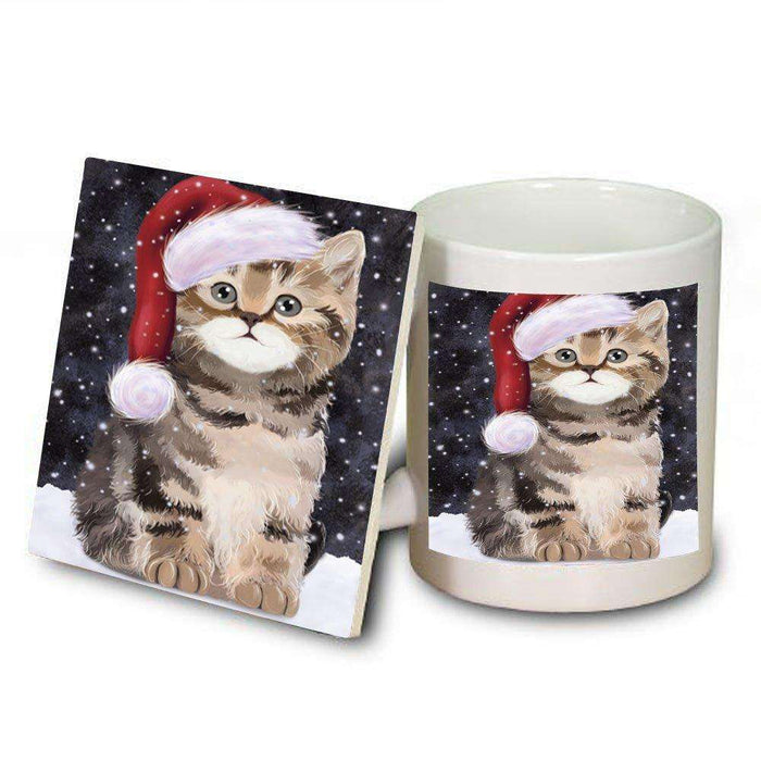 Let It Snow Happy Holidays British Shorthair Cat Christmas Mug and Coaster Set MUC0420