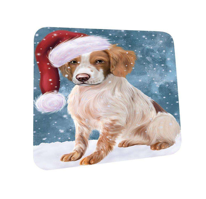 Let It Snow Happy Holidays Brittany Spaniel Dog Christmas Coasters CST246 (Set of 4)