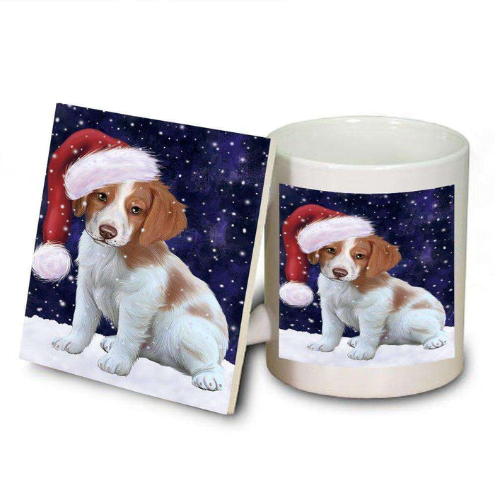 Let It Snow Happy Holidays Brittany Spaniel Dog Christmas Mug and Coaster Set MUC0339