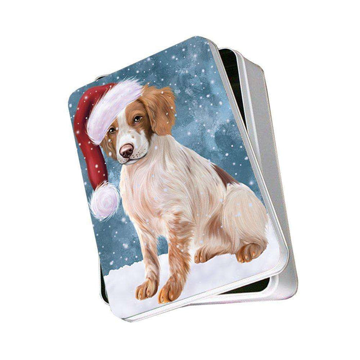 Let It Snow Happy Holidays Brittany Spaniel Dog Christmas Photo Storage Tin PTIN0340