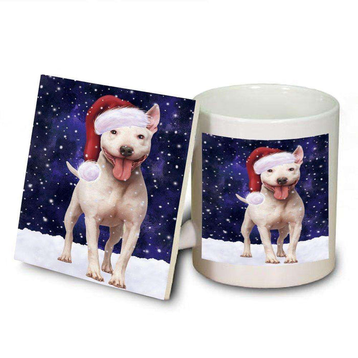 Let It Snow Happy Holidays Bull Terrier Dog Christmas Mug and Coaster Set MUC0360