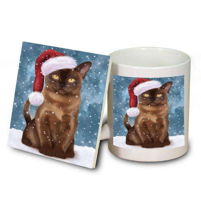 Let It Snow Happy Holidays Burmese Cat Christmas Mug and Coaster Set MUC0421