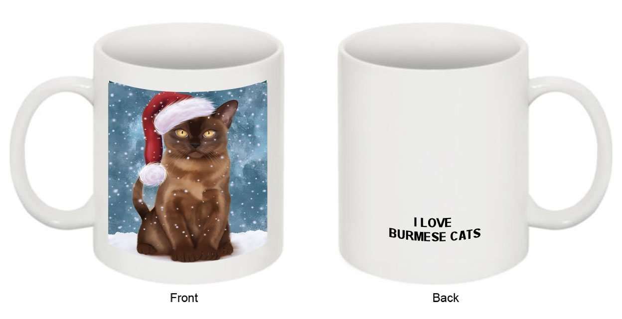 Let It Snow Happy Holidays Burmese Cat Christmas Mug CMG0421