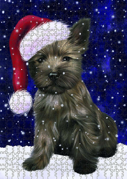 Let It Snow Happy Holidays Cairn Terrier Dog Christmas Puzzle with Photo Tin PUZL426