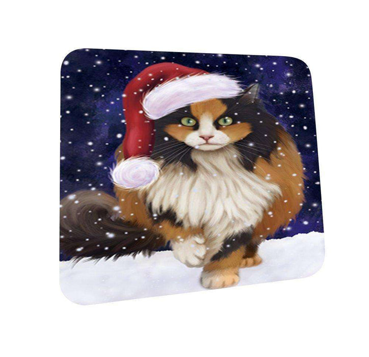 Let It Snow Happy Holidays Calico Cat Christmas Coasters CST271 (Set of 4)