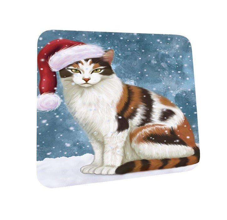 Let It Snow Happy Holidays Calico Cat Christmas Coasters CST272 (Set of 4)