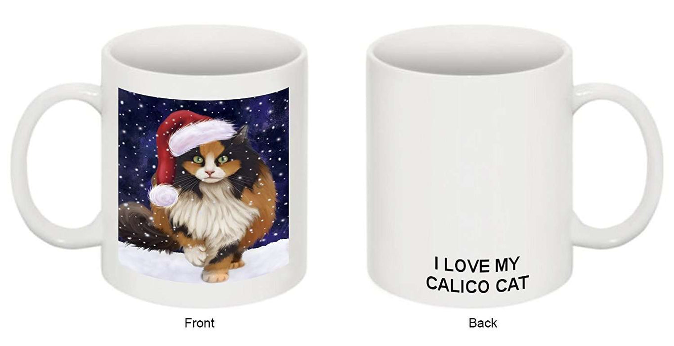 Let It Snow Happy Holidays Calico Cat Christmas Mug CMG0365