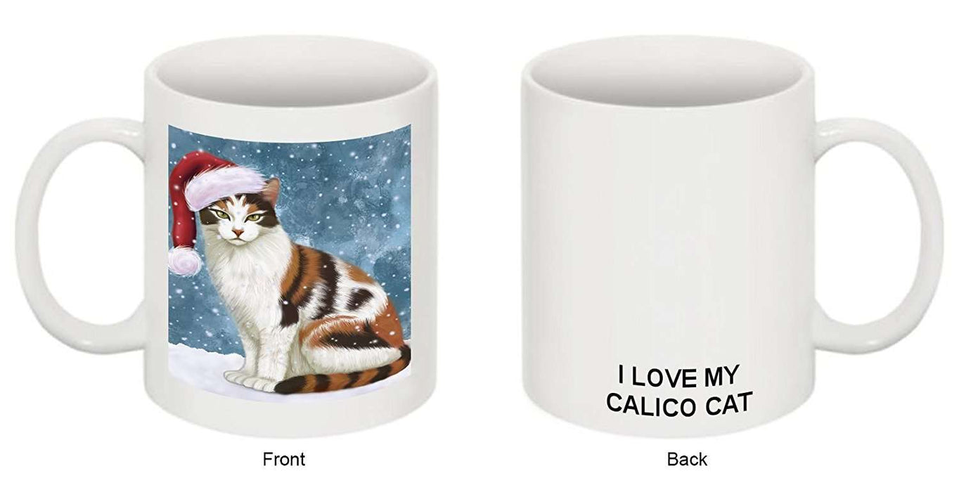 Let It Snow Happy Holidays Calico Cat Christmas Mug CMG0366