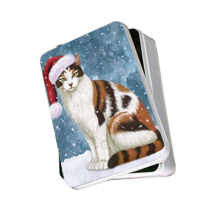 Let It Snow Happy Holidays Calico Cat Christmas Photo Storage Tin PTIN0366