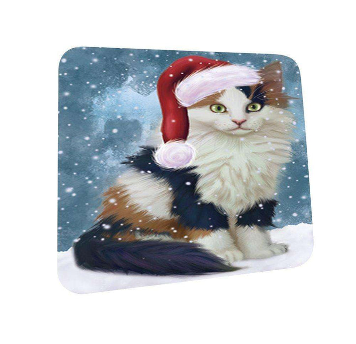 Let It Snow Happy Holidays Calico Kitten Christmas Coasters CST273 (Set of 4)