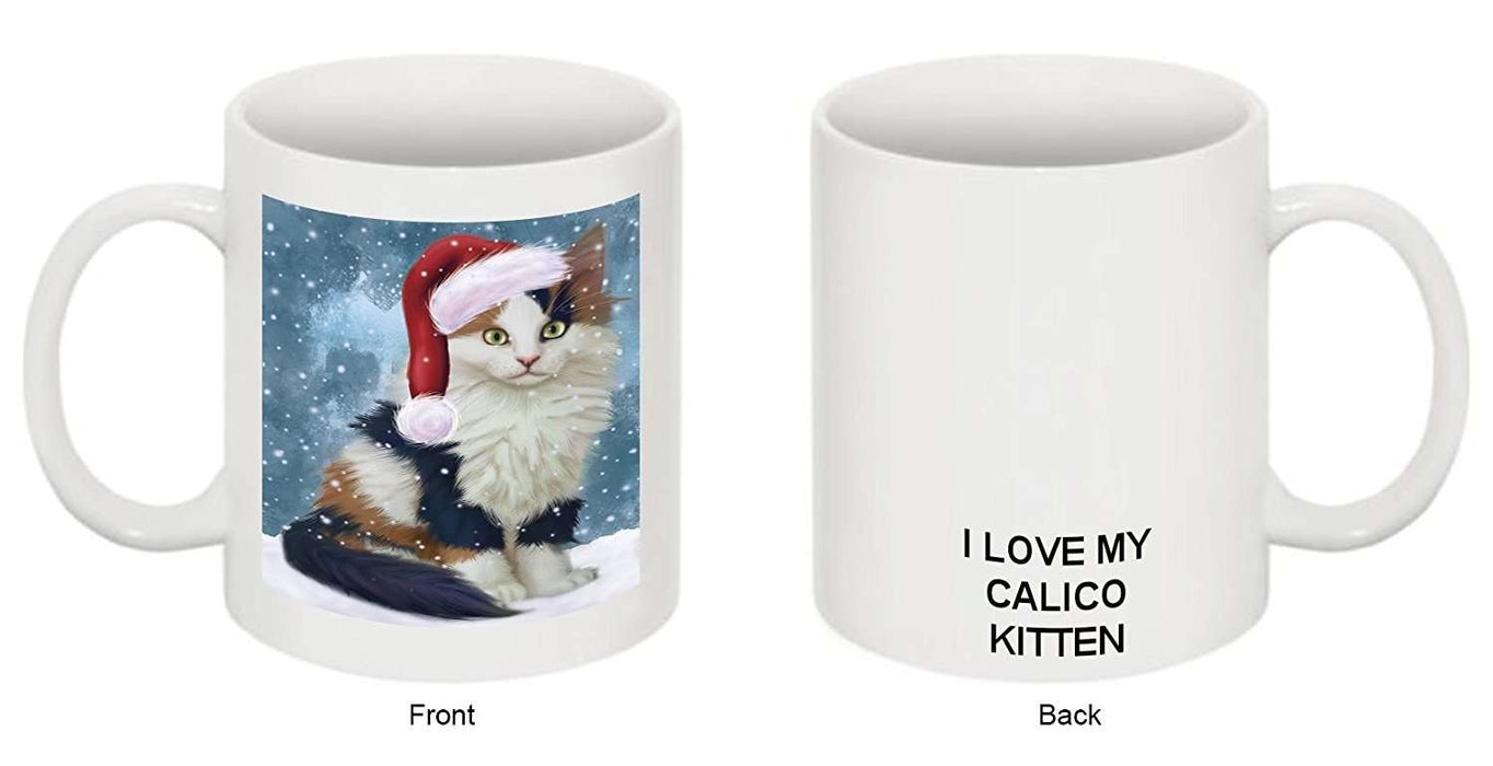 Let It Snow Happy Holidays Calico Kitten Christmas Mug CMG0367