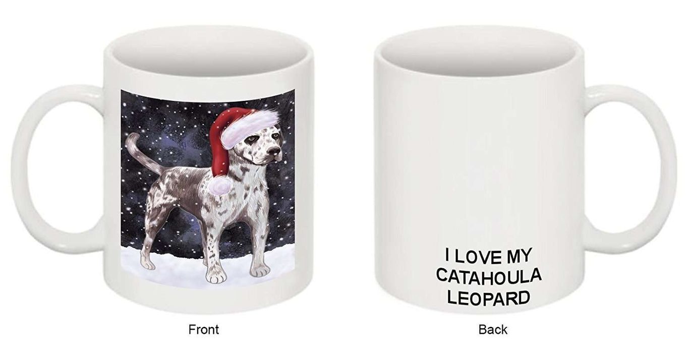 Let It Snow Happy Holidays Catahoula Leopard Dog Christmas Mug CMG0433
