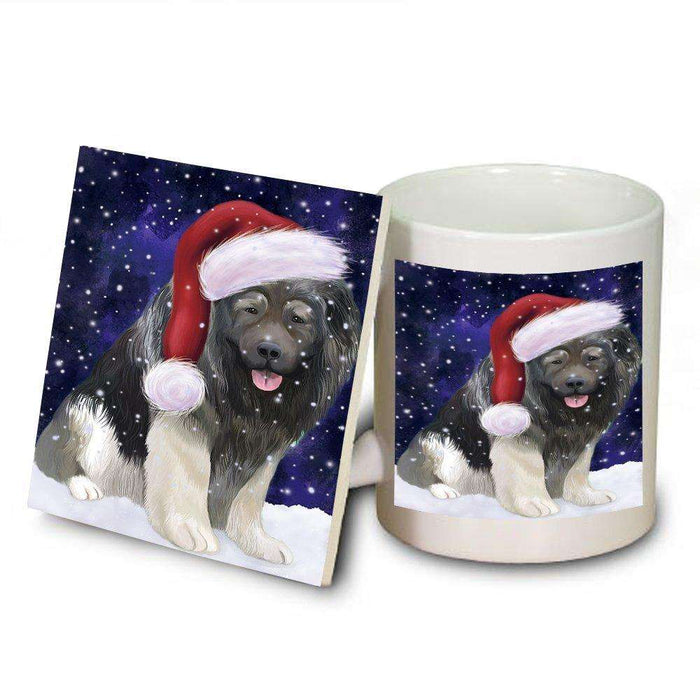 Let It Snow Happy Holidays Caucasian Ovcharka Dog Christmas Mug and Coaster Set MUC0368