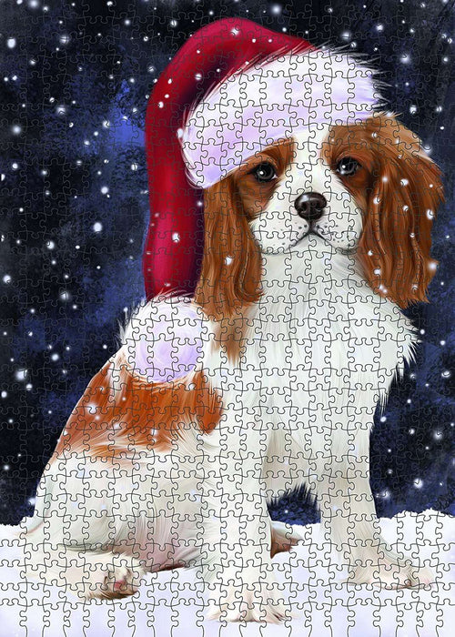 Let It Snow Happy Holidays Cavalier King Charles Spaniel Dog Christmas Puzzle with Photo Tin PUZL432