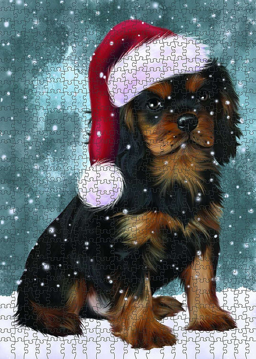 Let It Snow Happy Holidays Cavalier King Charles Spaniel Dog Christmas Puzzle with Photo Tin PUZL438