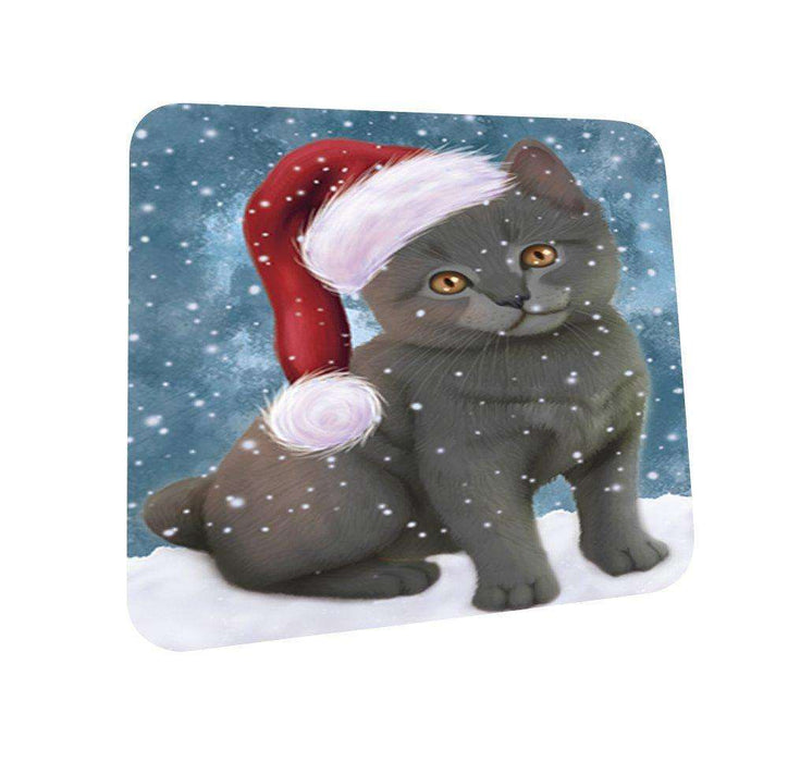 Let It Snow Happy Holidays Charteux Kitten Christmas Coasters CST275 (Set of 4)