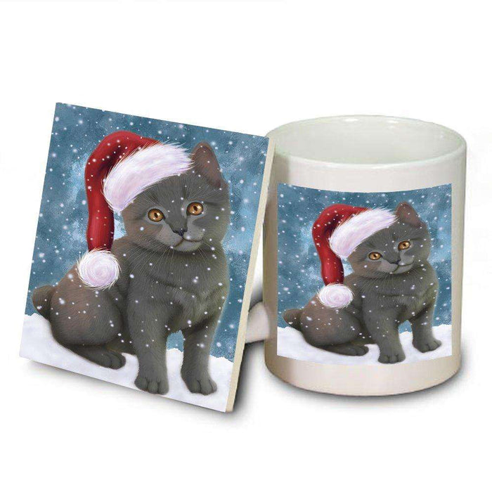 Let It Snow Happy Holidays Charteux Kitten Christmas Mug and Coaster Set MUC0369