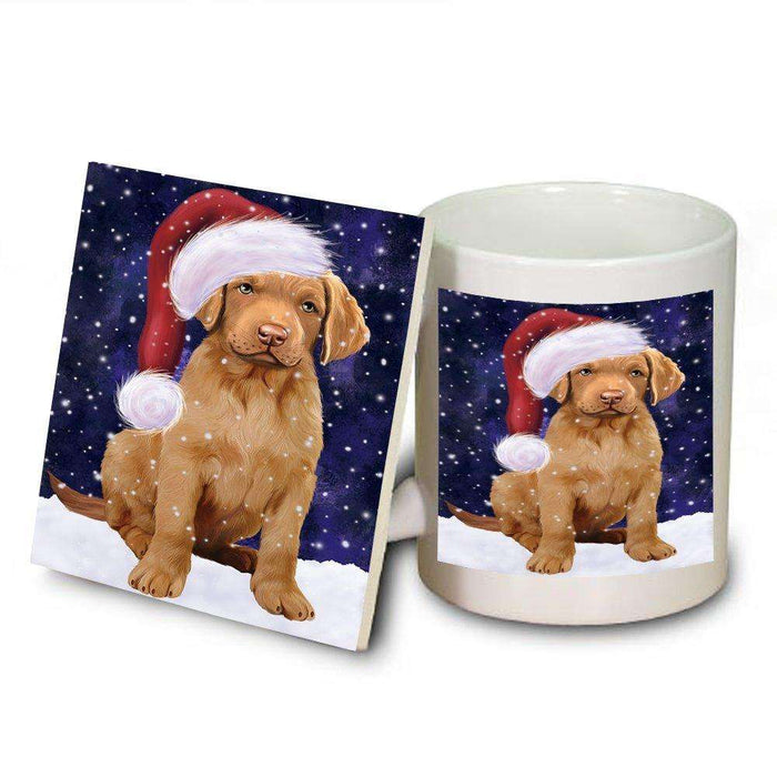 Let It Snow Happy Holidays Chesapeake Bay Retriever Dog Christmas Mug and Coaster Set MUC0342