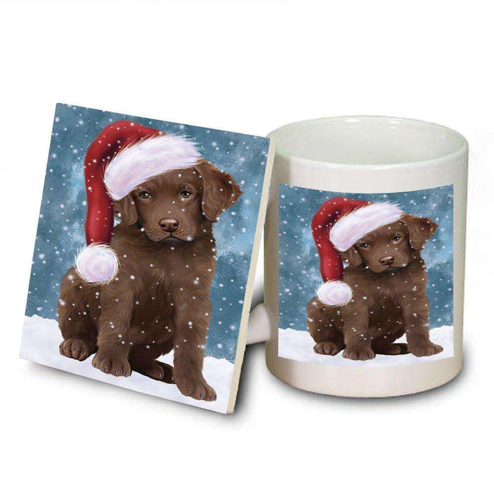 Let It Snow Happy Holidays Chesapeake Bay Retriever Dog Christmas Mug and Coaster Set MUC0343