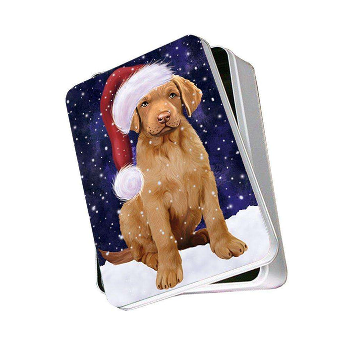 Let It Snow Happy Holidays Chesapeake Bay Retriever Dog Christmas Photo Storage Tin PTIN0342