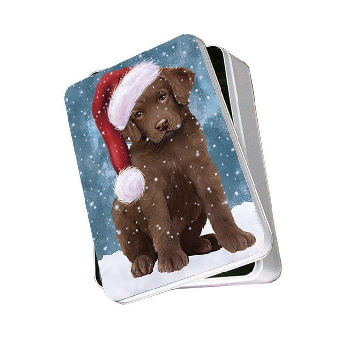 Let It Snow Happy Holidays Chesapeake Bay Retriever Dog Christmas Photo Storage Tin PTIN0343