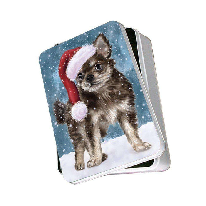 Let It Snow Happy Holidays Chihuahua Puppy Christmas Photo Storage Tin PTIN0370