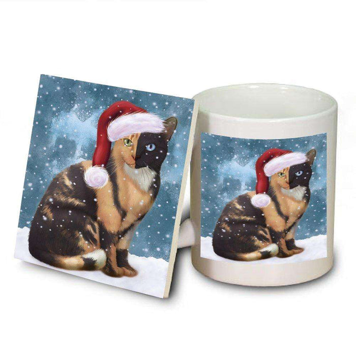 Let It Snow Happy Holidays Chimera Cat Christmas Mug and Coaster Set MUC0372