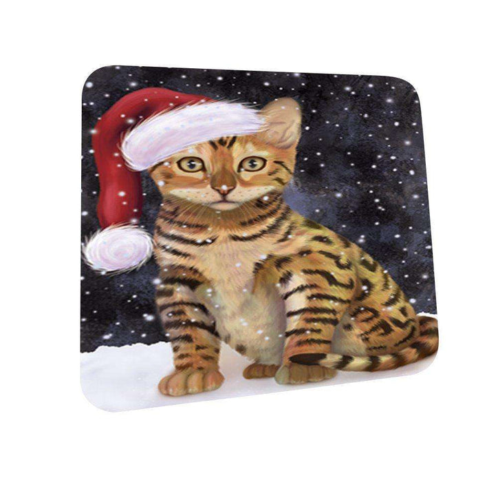 Let It Snow Happy Holidays Chinese Li Hua Kitten Christmas Coasters CST279 (Set of 4)