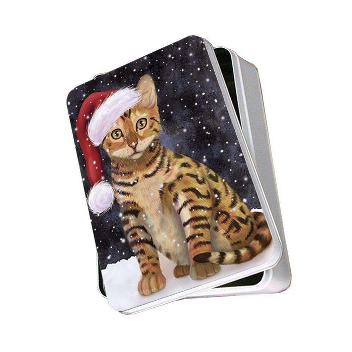 Let It Snow Happy Holidays Chinese Li Hua Kitten Christmas Photo Storage Tin PTIN0373