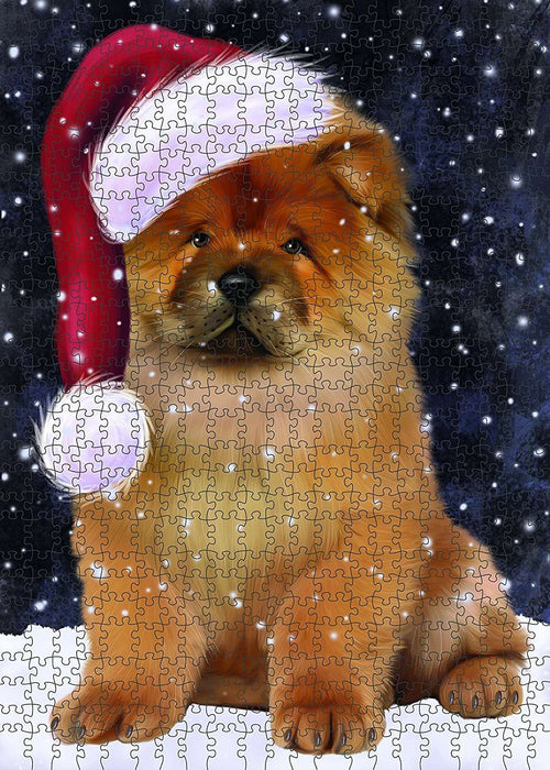 Let It Snow Happy Holidays Chow Chow Dog Christmas Puzzle with Photo Tin PUZL459