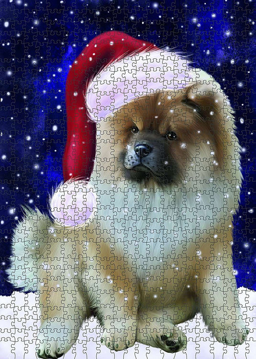 Let It Snow Happy Holidays Chow Chow Dog Christmas Puzzle with Photo Tin PUZL462