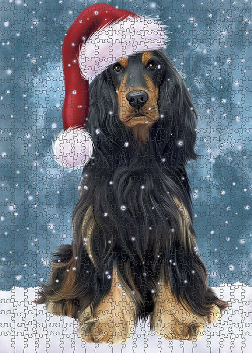 Let It Snow Happy Holidays Cocker Spaniel Dog Christmas Puzzle with Photo Tin PUZL468