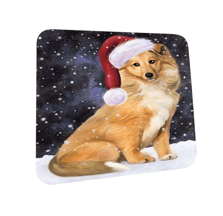 Let It Snow Happy Holidays Collie Dog Christmas Coasters CST289 (Set of 4)